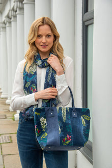  NEW Navy Blue Botanical Print Women's Scarf by Earth Squared