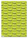 A gift wrapped in green wrapping paper, printed with the cheeky message 'stroppy teenager alet! Keep Clear Yeah?!' Perfect gift wrap for people who like to joke.
