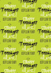 A gift wrapped in green wrapping paper, printed with the cheeky message 'stroppy teenager alet! Keep Clear Yeah?!' Perfect gift wrap for people who like to joke.