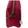 A brush bag with soft, velvet like fabric in the colour burgandy. Featuring Hannah Dales 'Golden Hour' brown hare, embroidered into the fabric. Wrendale Designs.