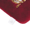 Fabric glasses pouch, featuring an embroidered brown hare stitched into the red fabric. 'Golden Hour' by Hannah Dale. Wrendale Designs.