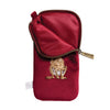 Fabric glasses pouch, featuring an embroidered brown hare stitched into the red fabric. 'Golden Hour' by Hannah Dale. Wrendale Designs.