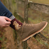 Good as gold, a warm pair of high quality, maroon bamboo socks, for men. Designed by Hannah Dale, these socks feature a gorgous artwork of a golden labrador, stitched into the soft fabric. A perfect gift for animal lovers. Wrendale Designs.