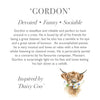Gordon the highland cow, a soft and cuddly plush toy, designed by Hannah Dale. Gordon has a devoted, funny and sociable personality. A perfect gift for animal lovers of all ages. Wrendale Designs.