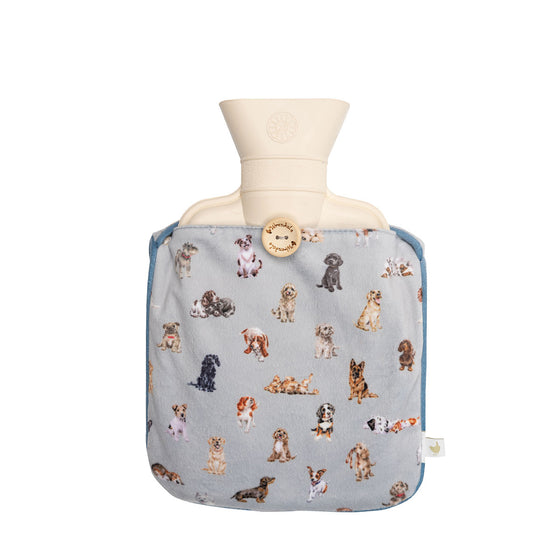 Wrendale Designs - Light Grey Hot Water Bottle - Dog Cuddles