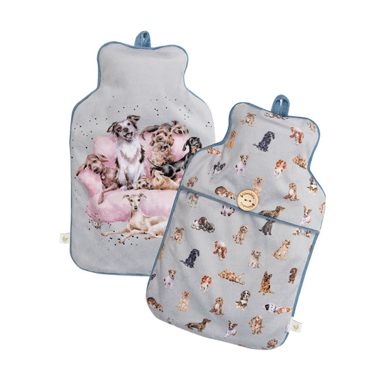 Wrendale Designs - Light Grey Hot Water Bottle - Dog Cuddles