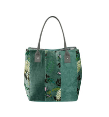  NEW Jade Green Velvet Slouch Tote Bag w/ Botannical Print by Earth Squared