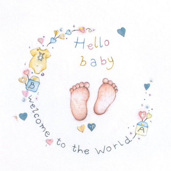 Berni Parker Designs - Hello Baby, Welcome to the World - Blank Greeting Card