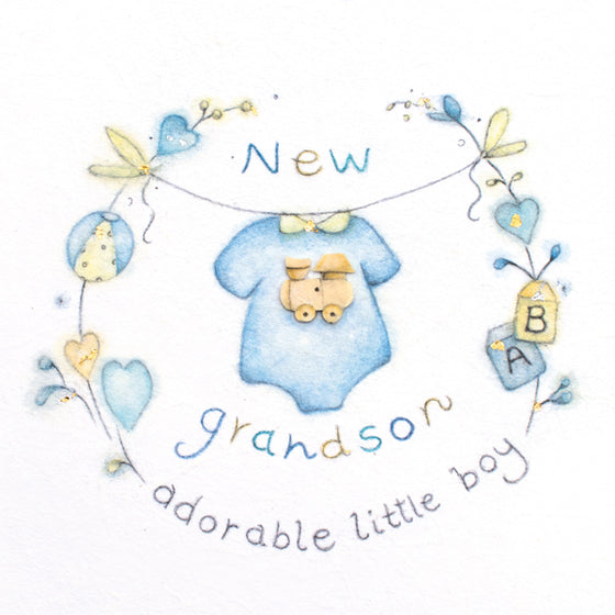 Berni Parker Designs - New Grandson, Adorable Little Boy - Greeting Card