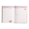 A flexible 2027 diary. Featuring a pale pink boarder, golden accents and an assortment of adorable animal illustrations by Hannah dale. The diary holds spaces for notes on each day, plus a weekly planner. Wrendale Designs. 
