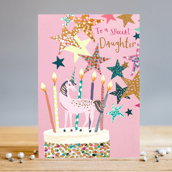 Gifts for women UK, Funny Greeting Cards, Wrendale Designs Stockist, Berni Parker Designs Gifts Greeting Cards, Engagement Wedding Anniversary Cards, Gift Shop Shrewsbury, Visit Shrewsbury Blank Birthday Card for little girl, To a Special Daughter, Unicorn Themed blank birthday card for special daughter