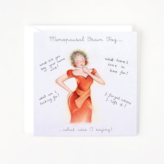 Berni Parker Designs - Menopausal Brain Fog - Funny Blank Greeting Card for Women
