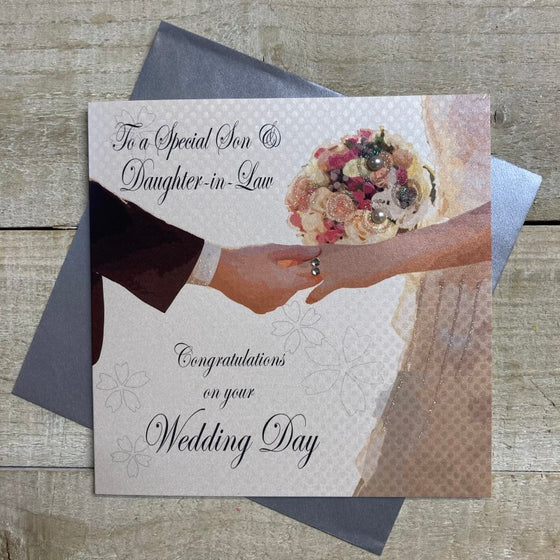 Elegant Blank Wedding Day Card - Special Son and Daughter-in-Law