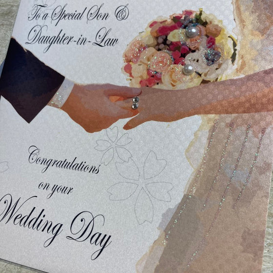 Elegant Blank Wedding Day Card - Special Son and Daughter-in-Law