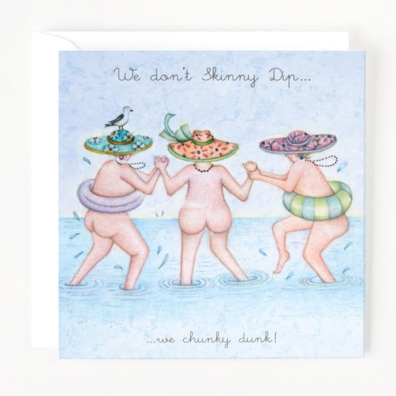 Berni Parker Designs - We Don’t Skinny Dip - Funny Blank Greeting Card for Women