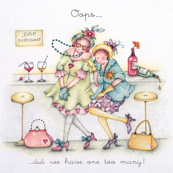 Berni Parker Designs - Oops - Funny Blank Greeting Card for Women