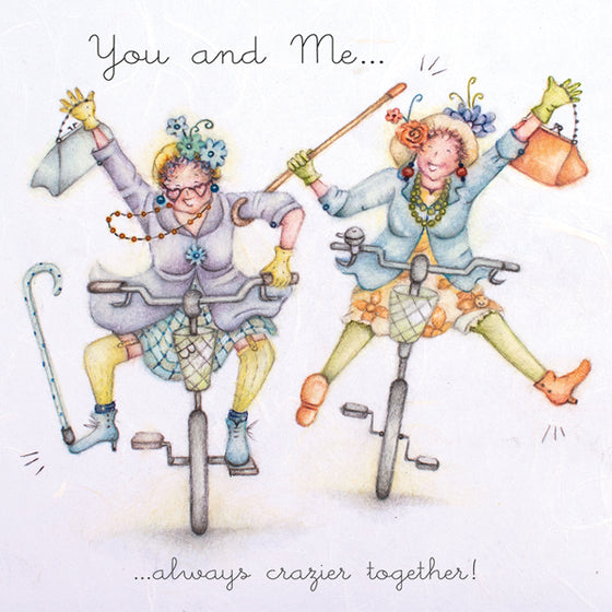 Berni Parker Designs - Crazier Together - Funny Blank Greeting Card for Women