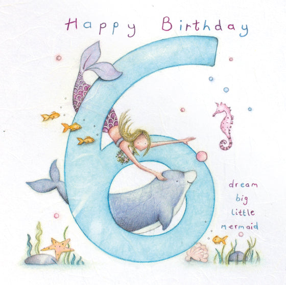 Berni Parker Designs - Happy 6th Birthday - Blank Birthday Card for Children