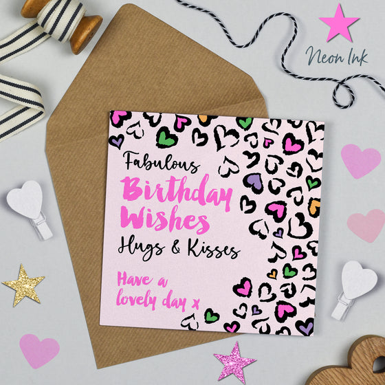 Leopard Love Blank Birthday Card, Fabulous Birthday Wishes