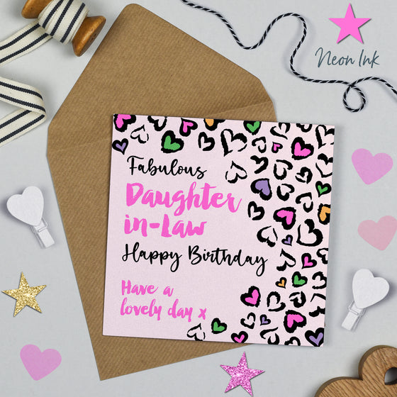Leopard Love Blank Birthday Card, Fabulous Daughter-in-Law