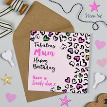  Leopard Love Blank Birthday Card, Fabulous Mum