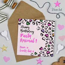  Leopard Love Blank Birthday Card, Party Animal!