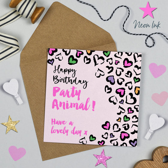 Leopard Love Blank Birthday Card, Party Animal!