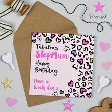  Leopard Love Blank Birthday Card, Fabulous StepMum