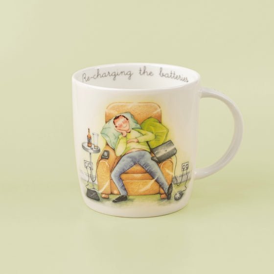 Berni Parker Designs Fine Bone China Mug - Re-charging the Batteries