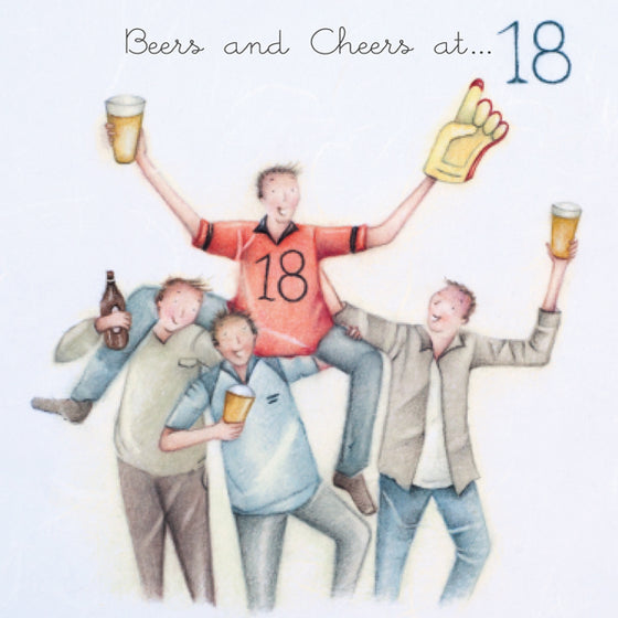 Berni Parker Designs - Beers and Cheers at 18 - Men's 18th Birthday Card