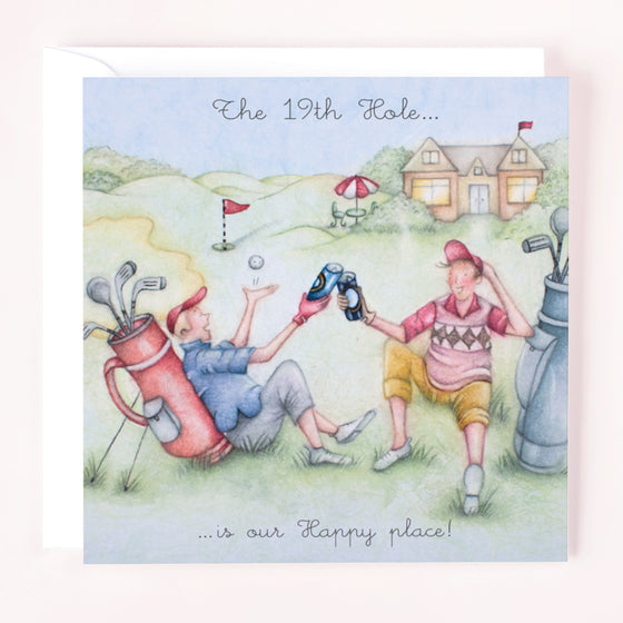 Berni Parker Designs - The 19th Hole… - Funny Blank Greeting Card for Men