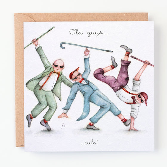 Berni Parker Designs - Old Guys Rule - Funny Blank Greeting Card for Men
