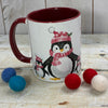 Santa Penguins Christmas Mug Ceramic Red and White Hot Chocolate 1