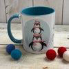 Hot Chocolate Ceramic blue white Mug Polar Bear and Pengiuns