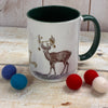 Ceramic christmas mug green and white Merry Christmas Reindeer Fun 3