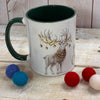 Ceramic christmas mug green and white Merry Christmas Reindeer Fun 2