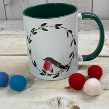  Christmas Ceramic Mug Wreath Red Robin