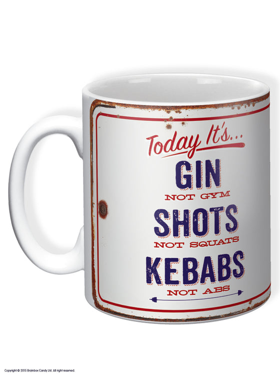 Funny Ceramic Mug - Gin Not Gym