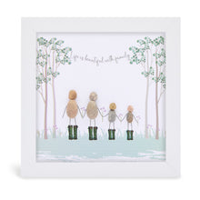  This white shadowbox framed pebble art print features a lovely woodland with a family walking together in their wellies.&nbsp;It reads Life is beautiful with family.

**Note: The image below shows a family of 4, but this product listing is for the same image but with a family of 3 walking in their wellies together.