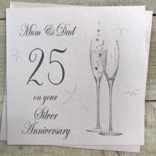  Elegant Blank Silver 25th Wedding Anniversary Card - Mum and Dad 25 on your Silver Anniversary