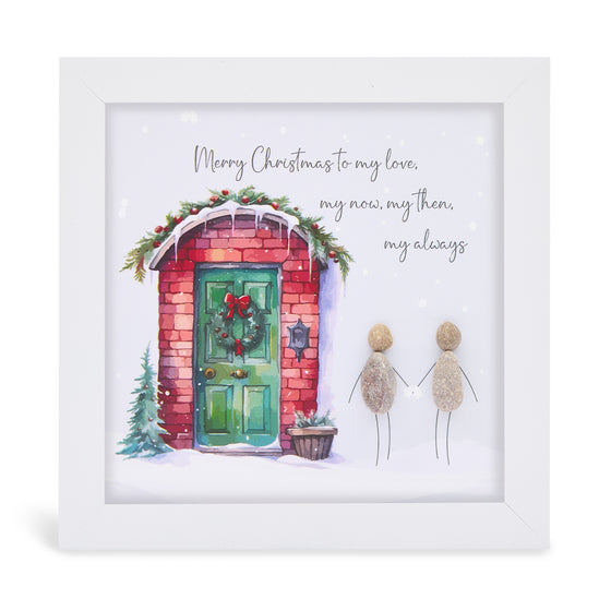 Framed Pebble Art, Medium - Xmas Love, My Then, My Always