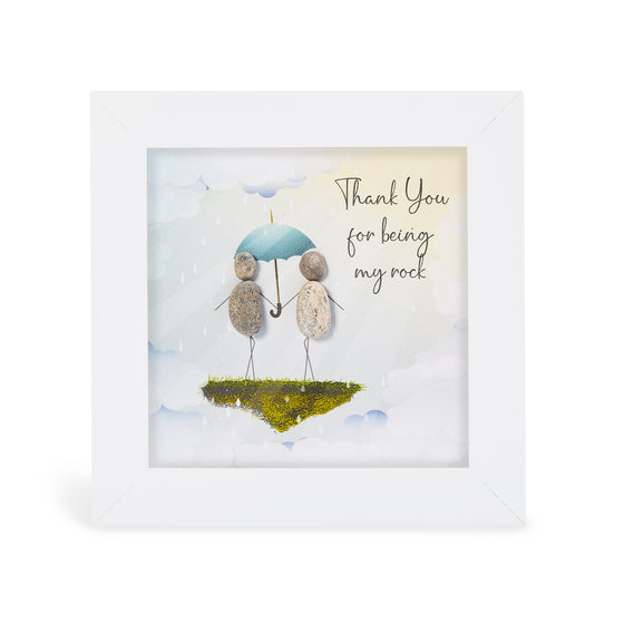 White Box Framed Pebble Art, Small - Thank You for Being my Rock