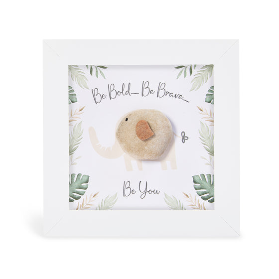 White Box Framed Pebble Art, Small - Be Bold... Be Brave... Be You