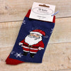 Women's Christmas Socks size 4-7 navy blue santa clause snowflakes, 17cm heel to top band