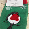 Women's Christmas Socks size 4-7 dark green red robin snowflakes, 17cm heel to top band 1