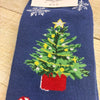 Women's Christmas Socks size 4-7 navy blue with christmas tree candy canes snowflakes, 17cm heel to top band 1