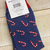 Women's Christmas Socks size 4-7 navy blue with christmas tree candy canes snowflakes, 17cm heel to top band 2