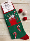 Women's Christmas Socks Size 4-7 Dark Green Hot Chocolate Lover Candy Canes Luxury Soft 23cm heel to sock band