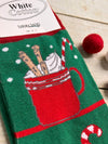 Women's Christmas Socks Size 4-7 Dark Green Hot Chocolate Lover Candy Canes Luxury Soft 23cm heel to sock band 1