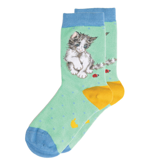Wrendale Designs - Children’s Bamboo Socks - Kitten and Ladybird